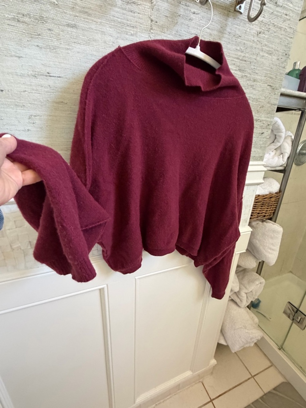 Small free people so low so high Relaxed cashmere Turtleneck Sweater Wine Red - Picture 7 of 17